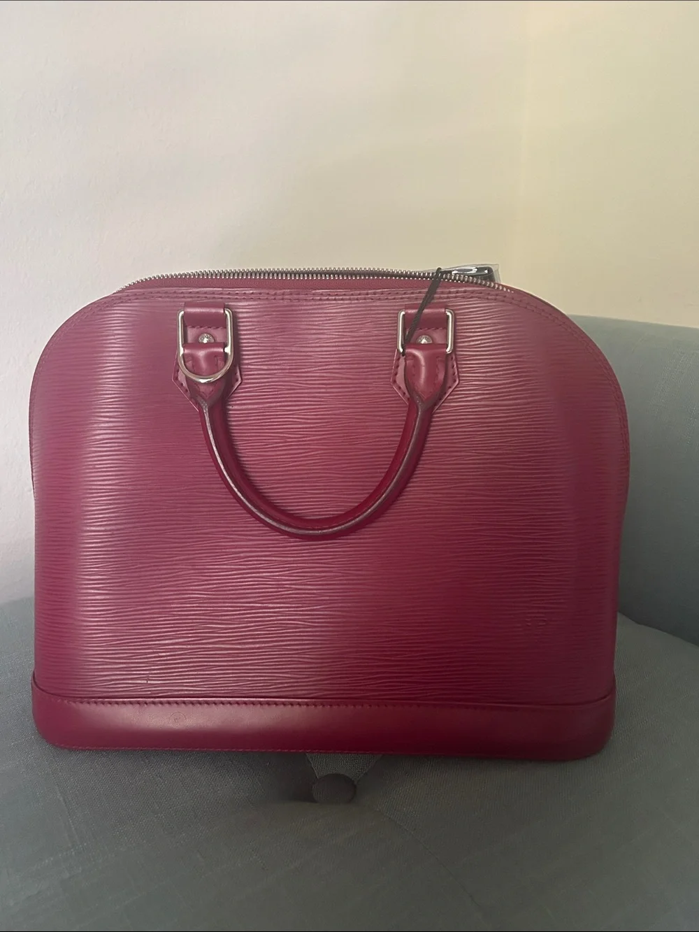 Louis Vuitton Plum Epi Leather Satchel with Silver Hardware